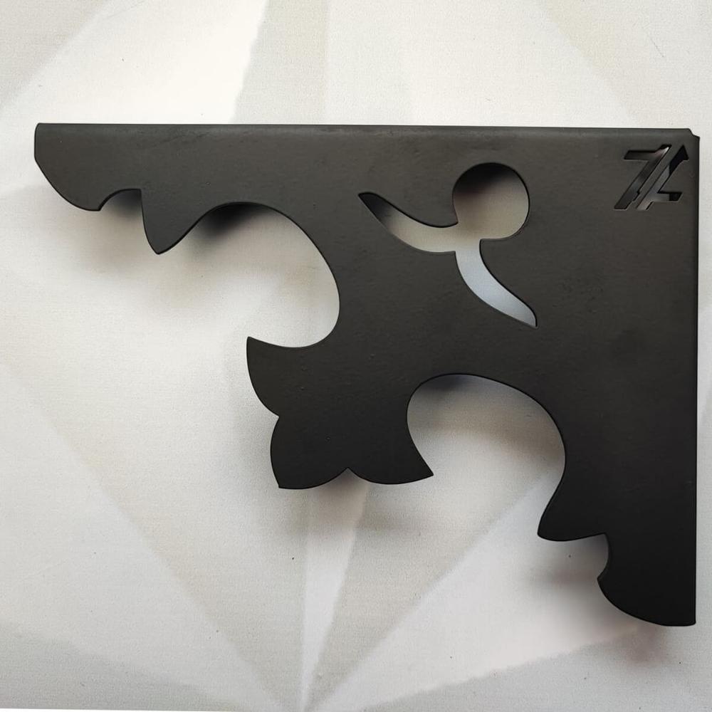 Par de Mãos Francesas Arabesco 20cm Abstrato Pontudo Preto A