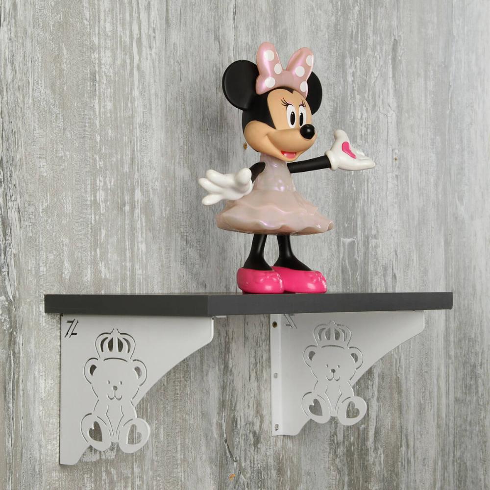 Par de Mãos Francesas Decorativas 20cm Menina Ursinho Aço Pequena Branca