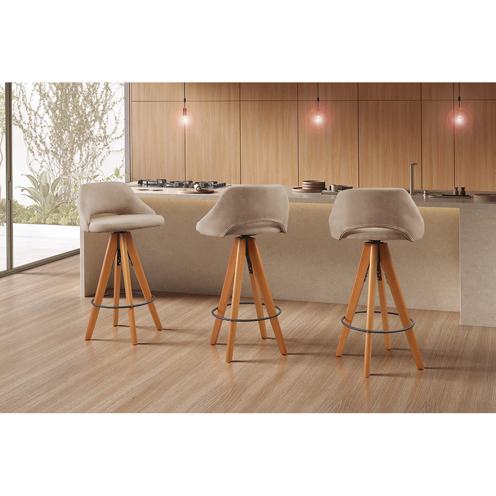 Banqueta Nicole Giratória - Milano Bege