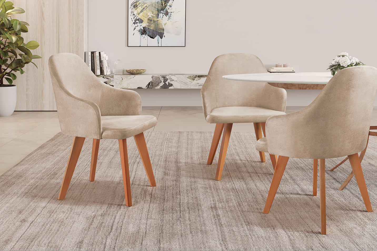 Cadeira Para Mesa De Jantar Manuela - Milano Bege