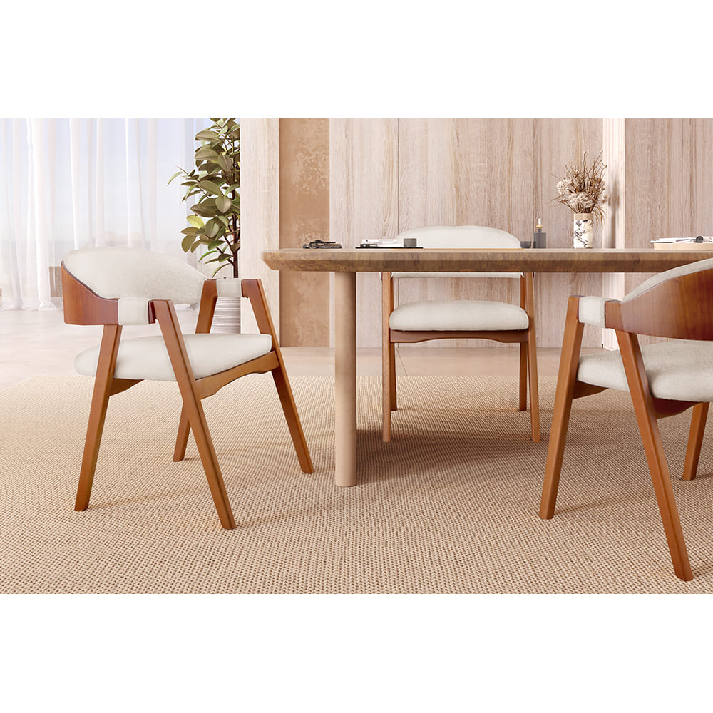 Cadeira Para Mesa de Jantar Gaia - Linho Nude