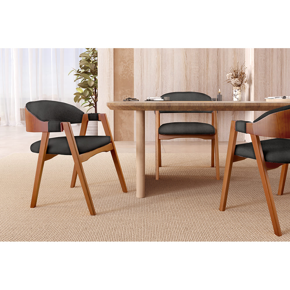 Cadeira Para Mesa de Jantar Gaia - Linho Preto