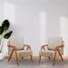 Kit 02 Poltronas Mona Luxo Madeira - Linho Bege