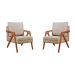 Kit 02 Poltronas Mona Luxo Madeira - Linho Bege