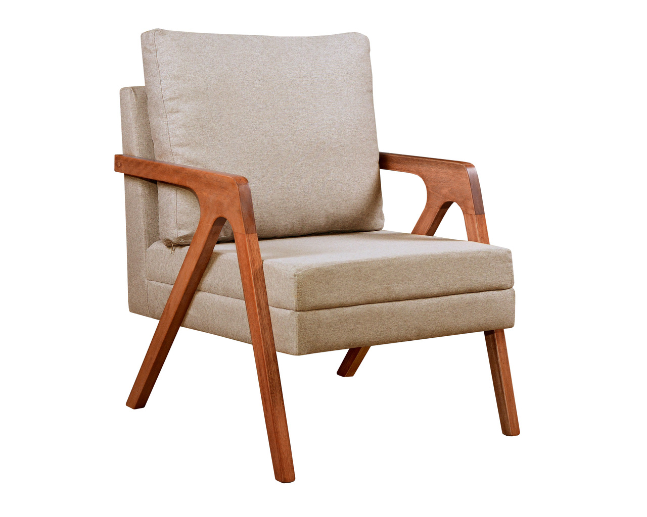 Kit 02 Poltronas Mona Luxo Madeira - Linho Bege