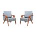 Kit 02 Poltronas Mona Luxo Madeira Linho Cinza