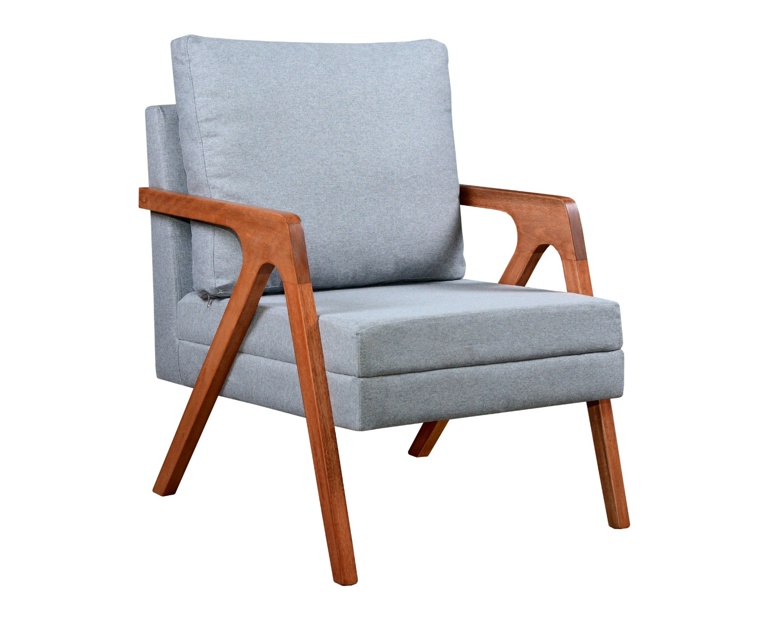 Kit 02 Poltronas Mona Luxo Madeira Linho Cinza