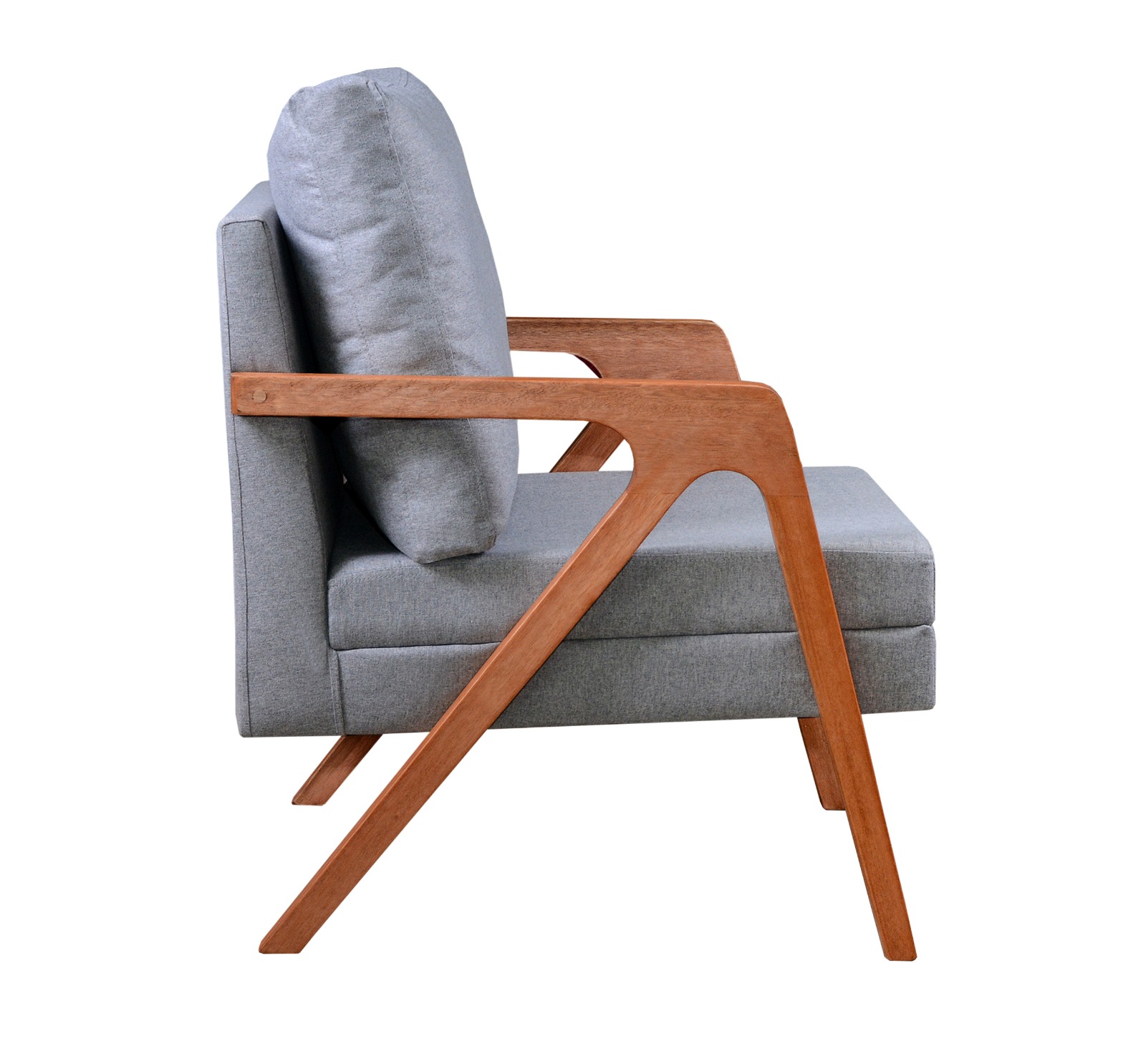 Kit 02 Poltronas Mona Luxo Madeira Linho Cinza