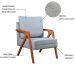 Kit 02 Poltronas Mona Luxo Madeira Linho Cinza