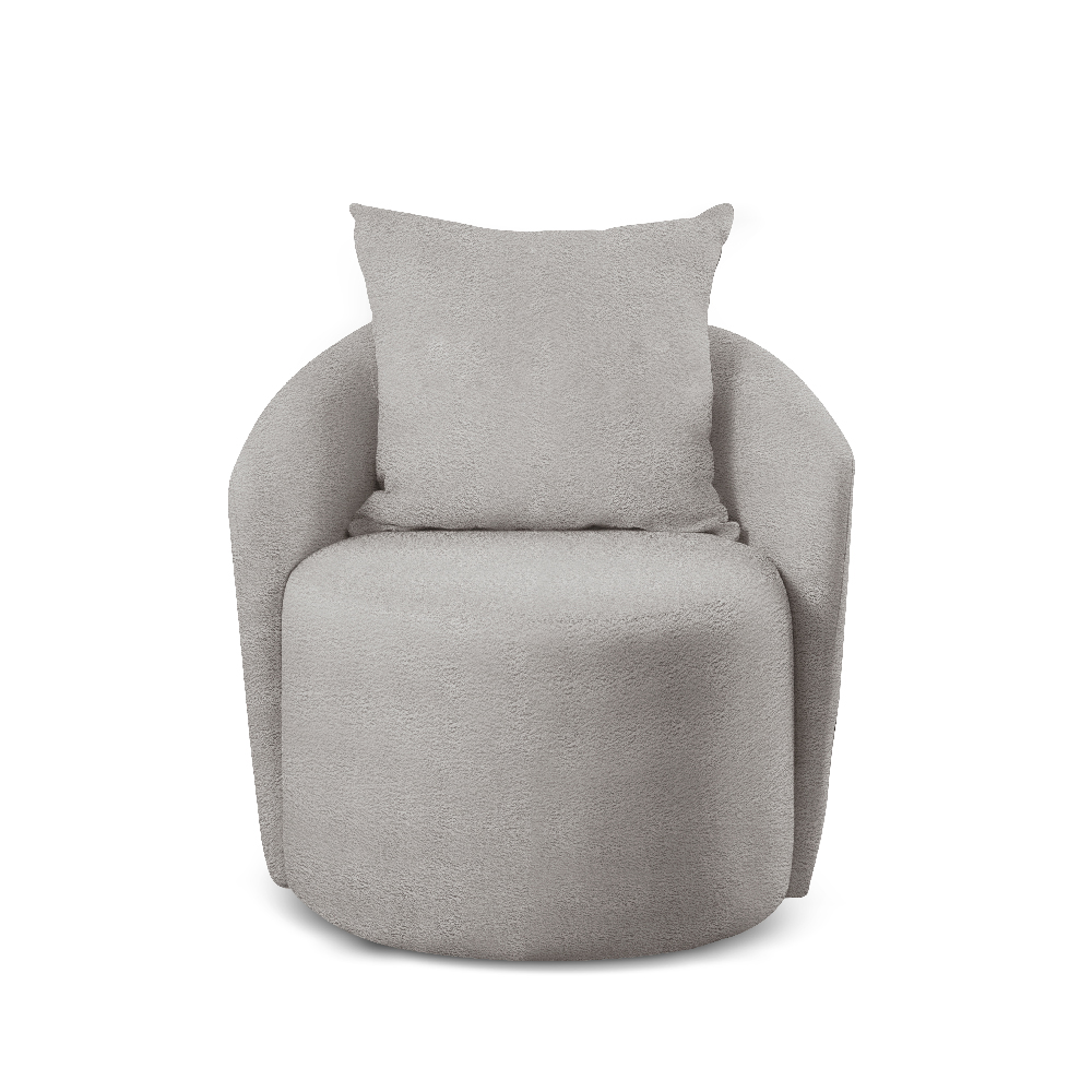 Poltrona Decorativa Curva Califórnia Bouclé Cinza