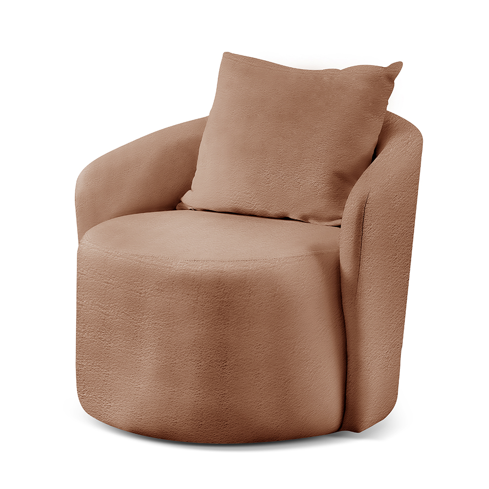 Poltrona Decorativa Curva Califórnia Bouclé Laranja