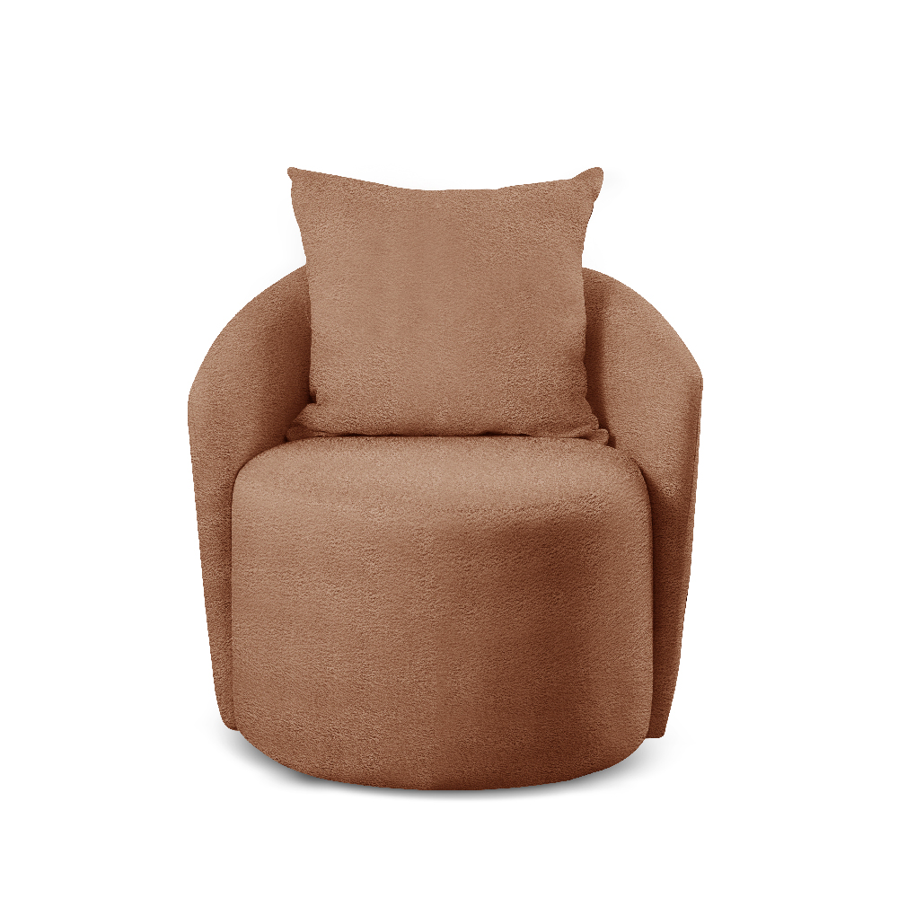 Poltrona Decorativa Curva Califórnia Bouclé Laranja