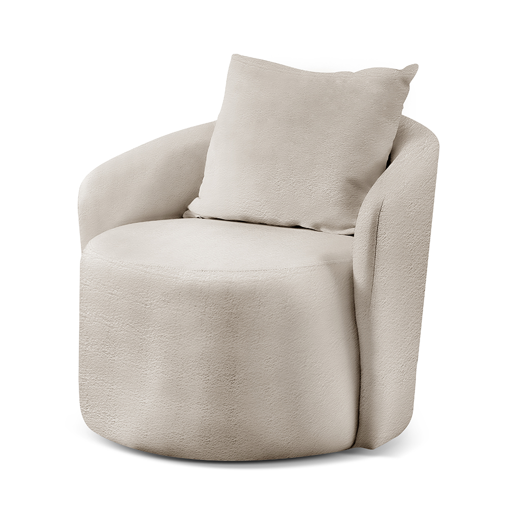 Poltrona Decorativa Curva Califórnia Bouclé Nude