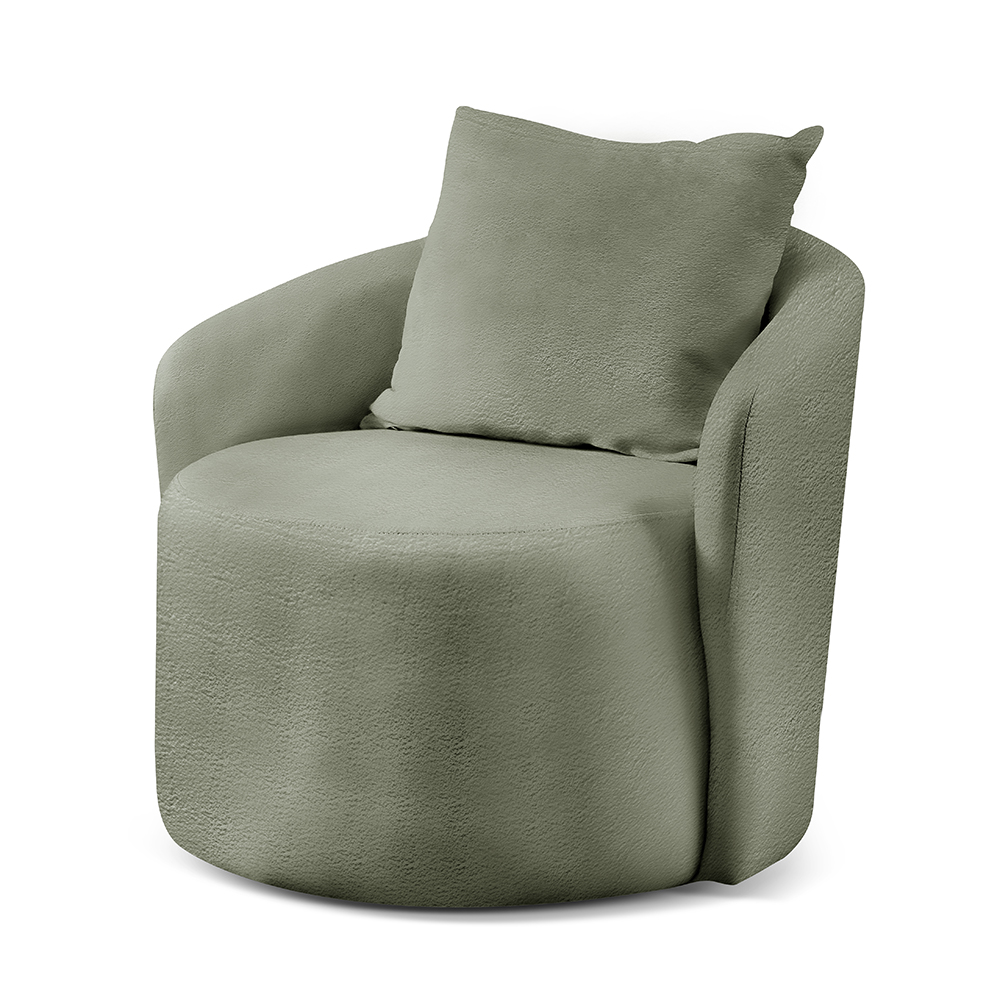 Poltrona Decorativa Curva Califórnia Bouclé Verde