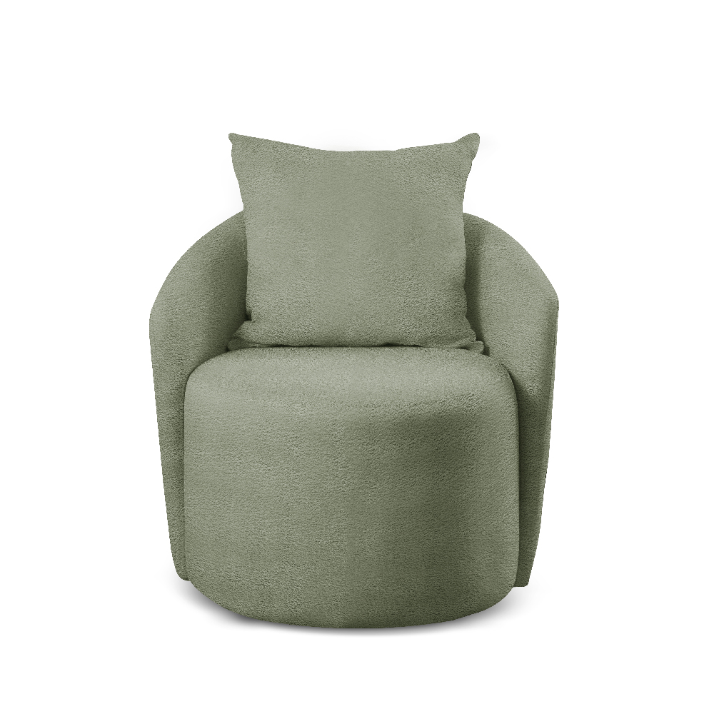 Poltrona Decorativa Curva Califórnia Bouclé Verde
