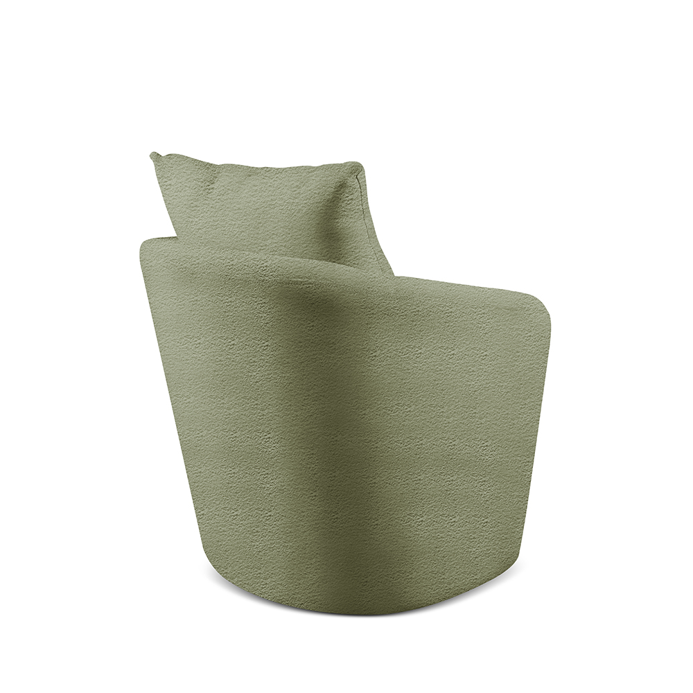 Poltrona Decorativa Curva Califórnia Bouclé Verde