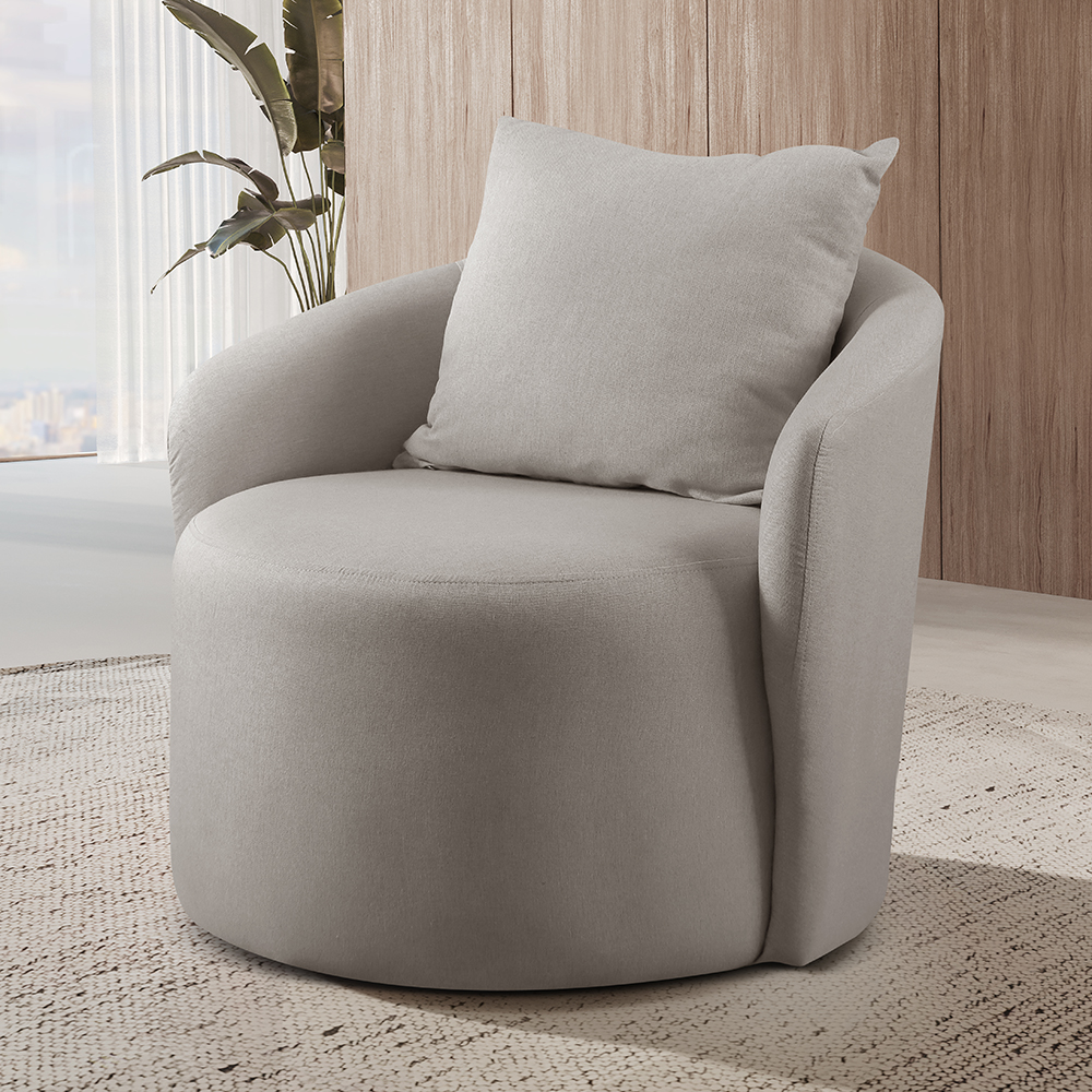 Poltrona Decorativa Curva Califórnia Linho Cinza