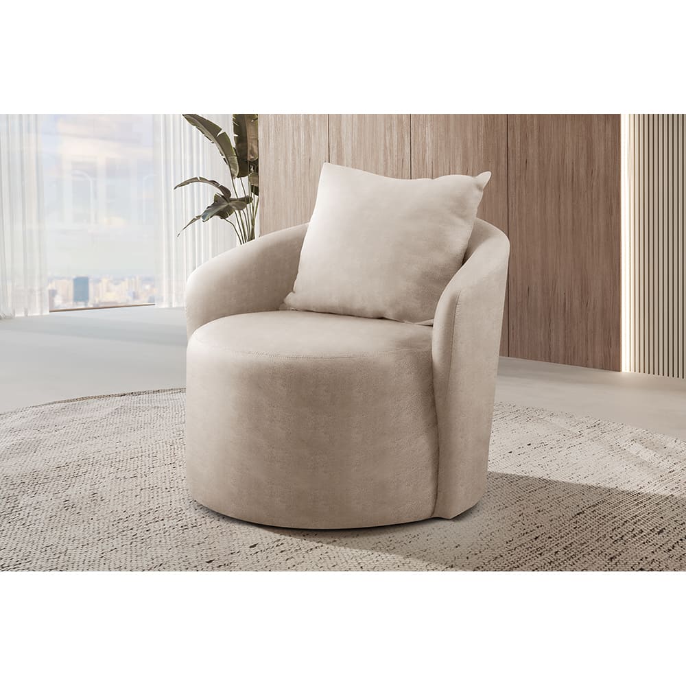 Poltrona Decorativa Curva Califórnia Milano Bege