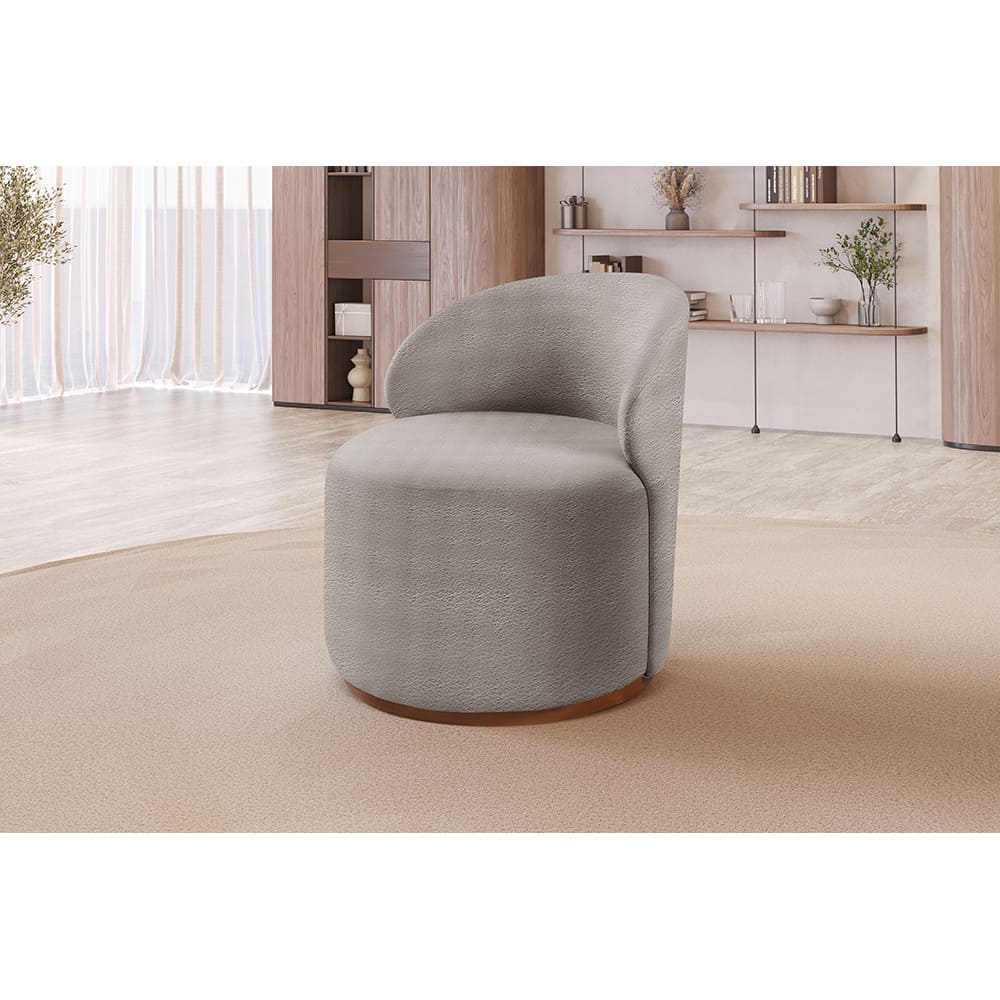 Poltrona Moderna Brenda - Bouclé Cinza