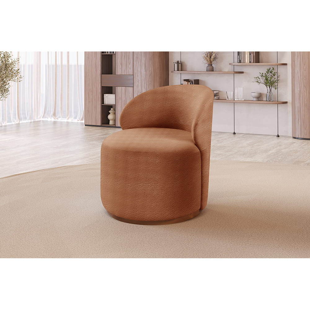 Poltrona Moderna Brenda - Bouclé Laranja