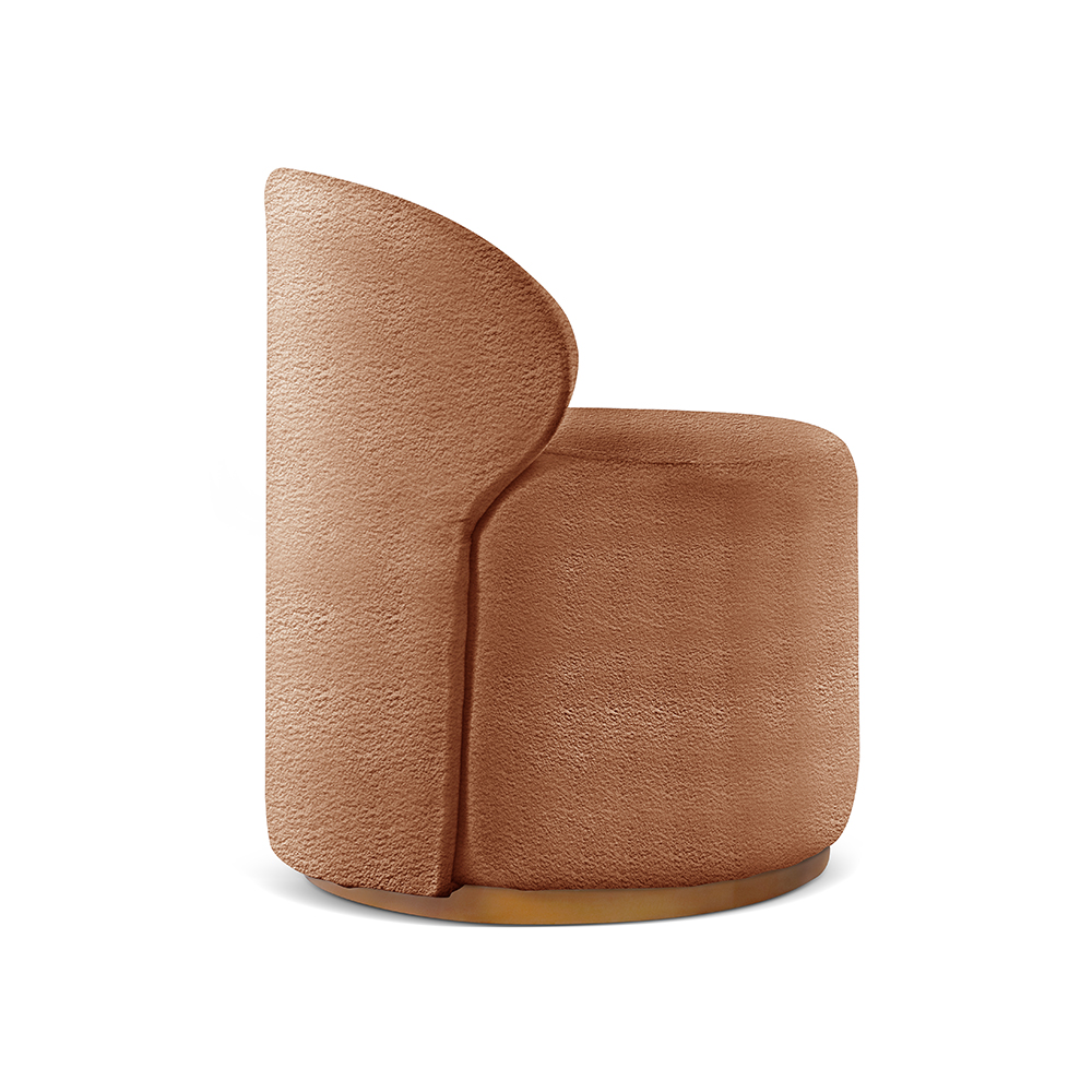 Poltrona Moderna Brenda - Bouclé Laranja