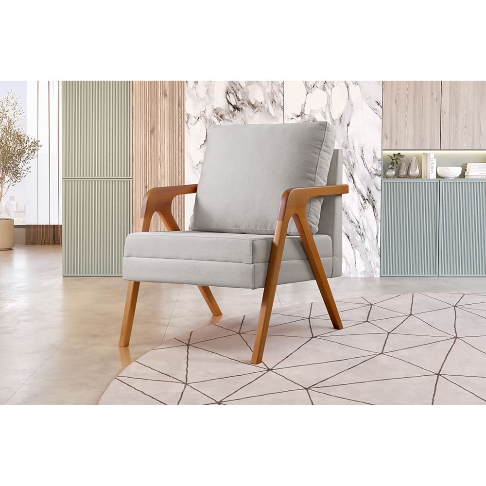 Poltrona Mona Luxo - Linho Cinza