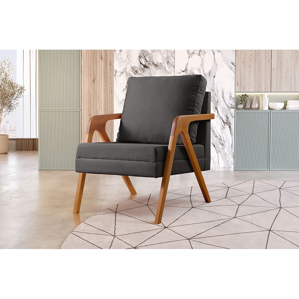 Poltrona Mona Luxo - Linho Preto