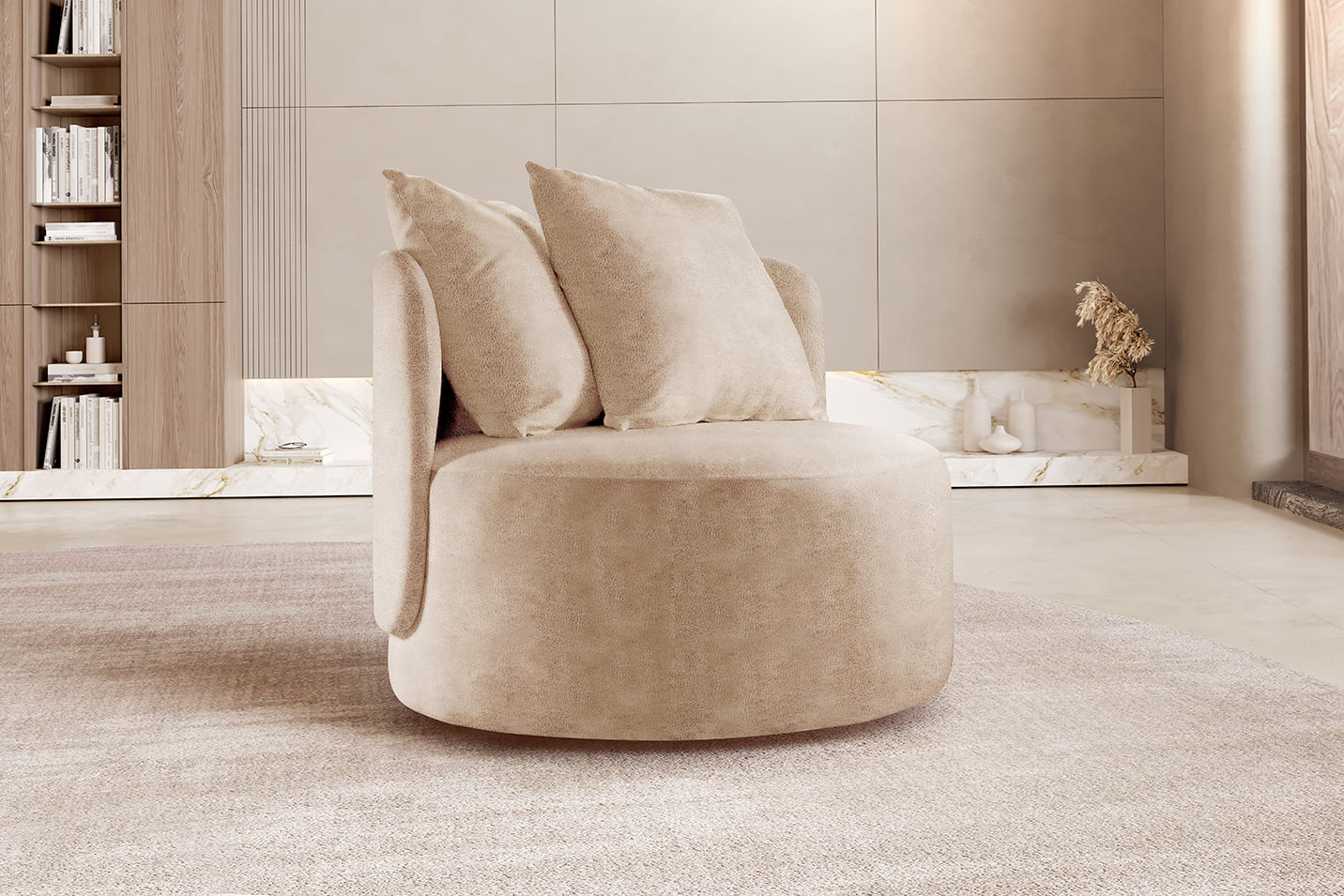 Poltrona Redonda Orgânica Moon - Milano Bege
