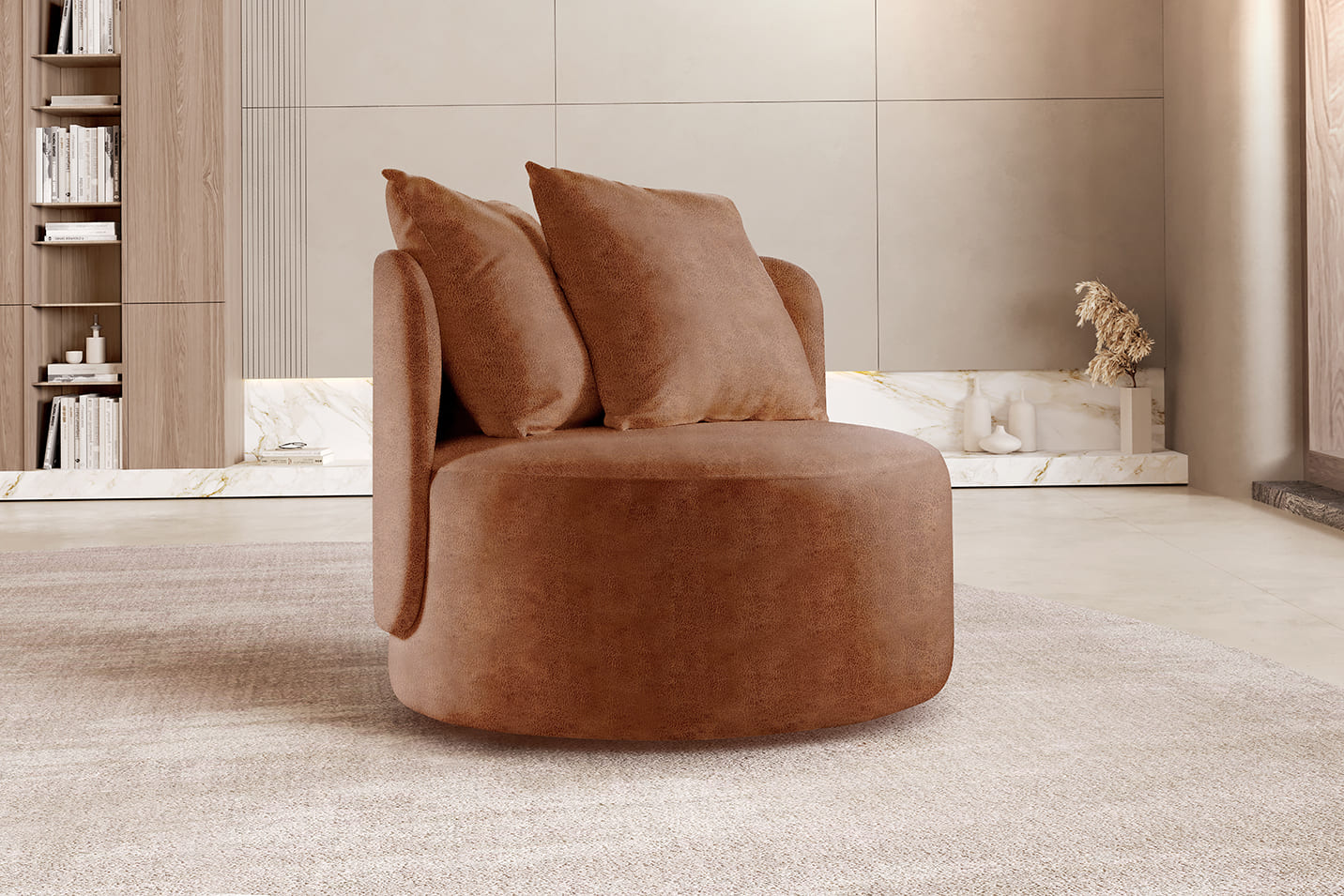 Poltrona Redonda Orgânica Moon - Milano Marrom