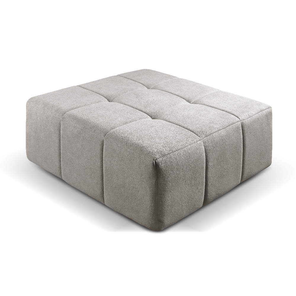Puff Box - Bouclé Cinza