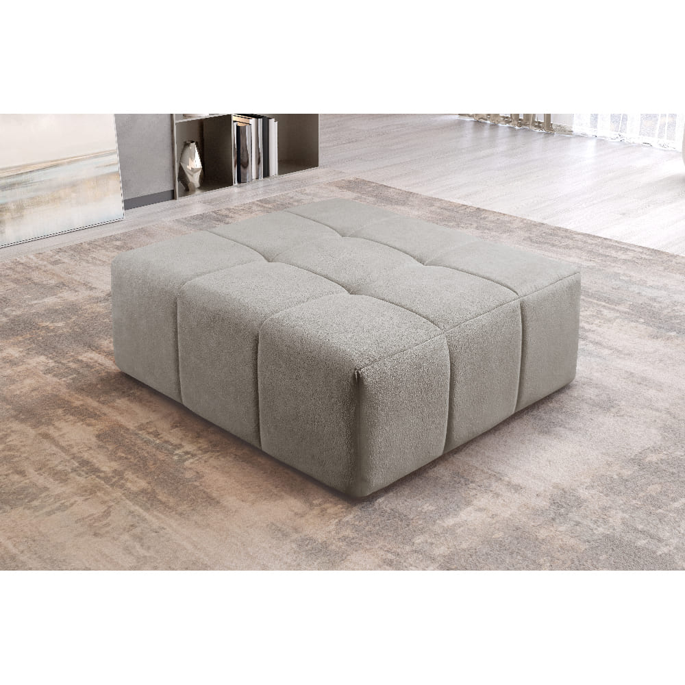 Puff Box - Bouclé Cinza