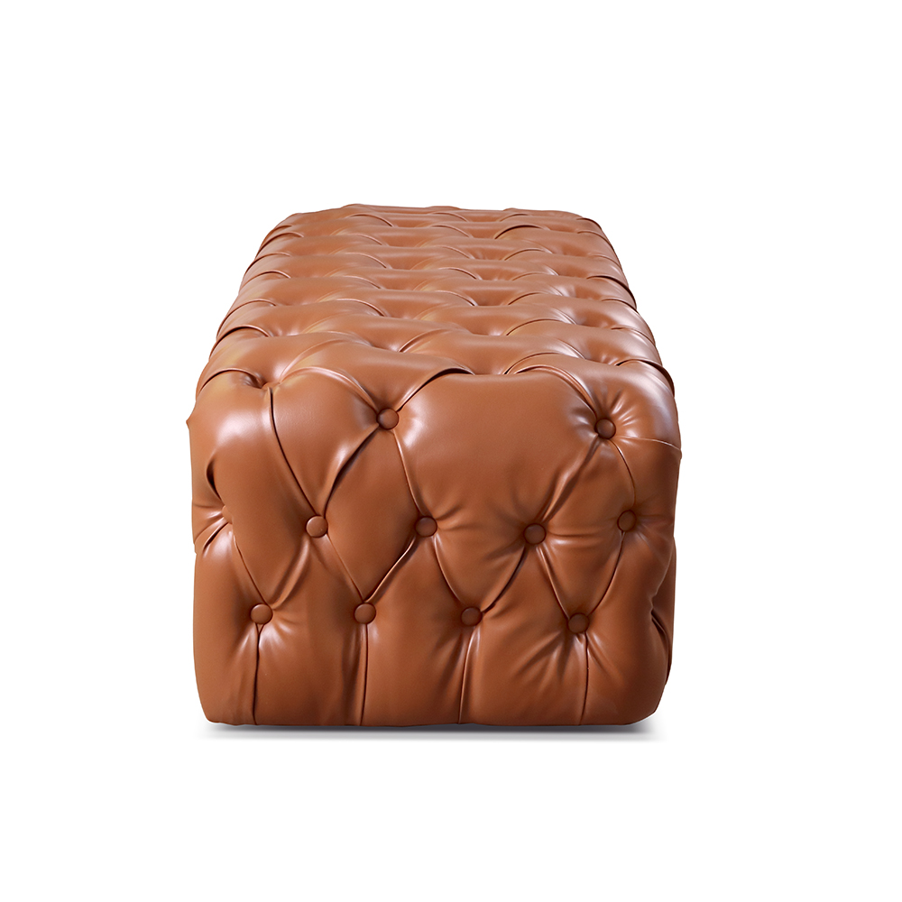 Puff Duque Chesterfield - Couro Ecológico Caramelo