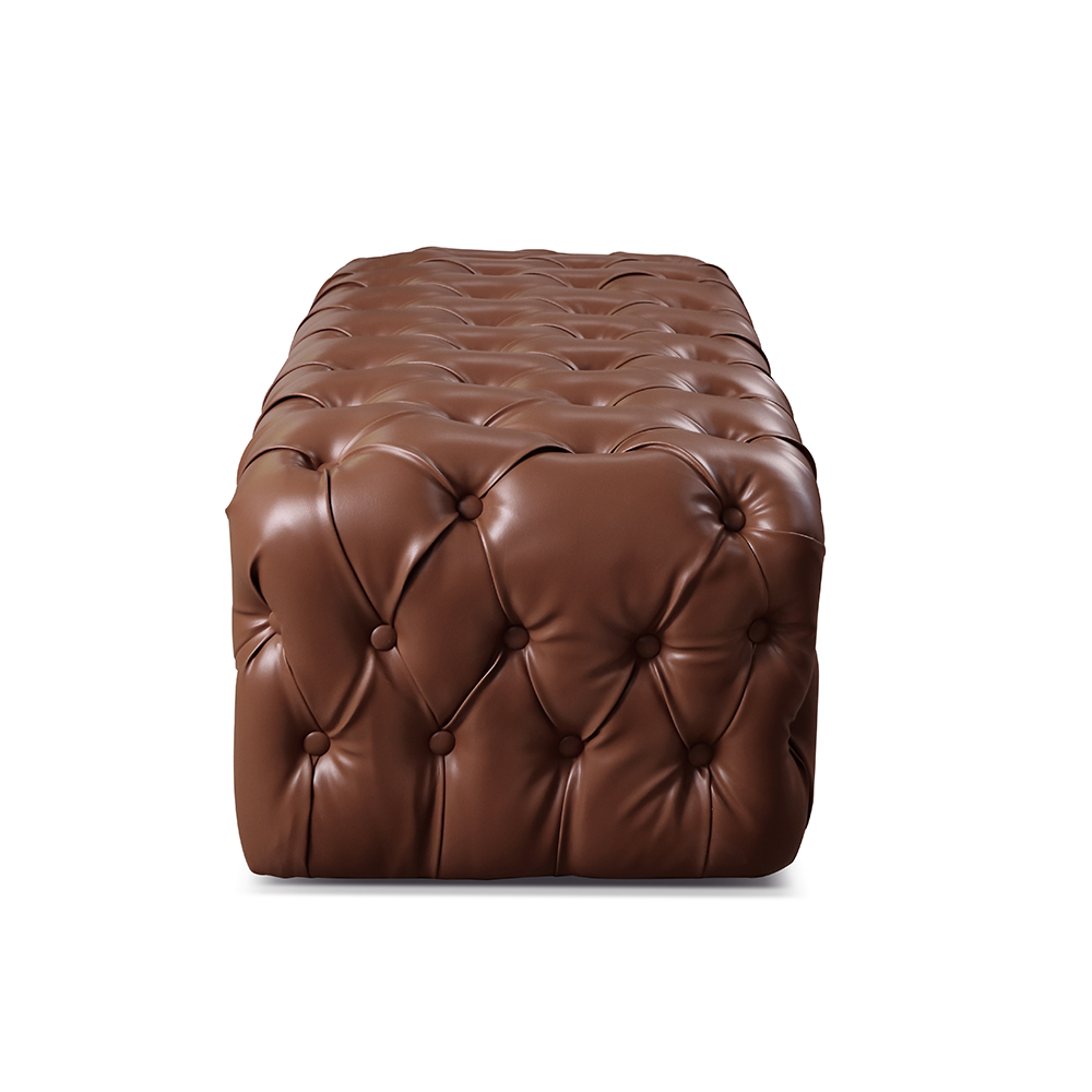 Puff Duque Chesterfield - Couro Ecológico Marrom