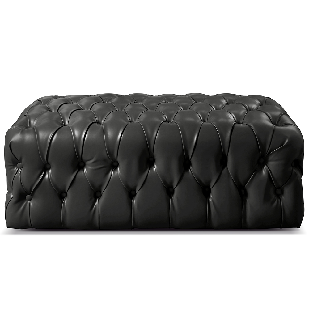Puff Duque Chesterfield - Couro Ecológico Preto