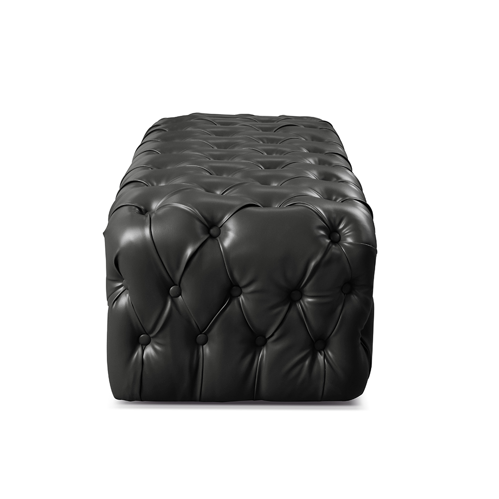 Puff Duque Chesterfield - Couro Ecológico Preto