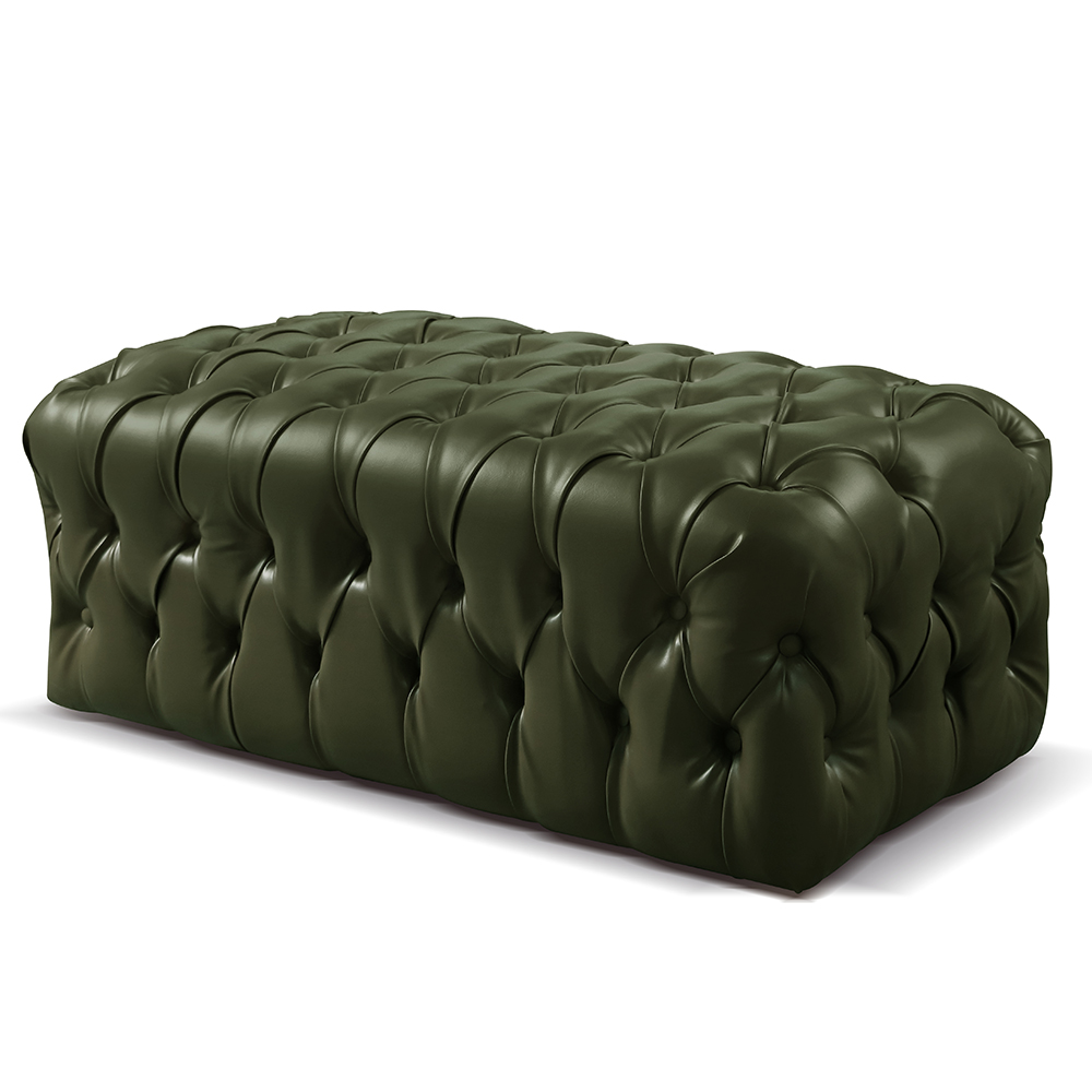 Puff Duque Chesterfield - Couro Ecológico Verde