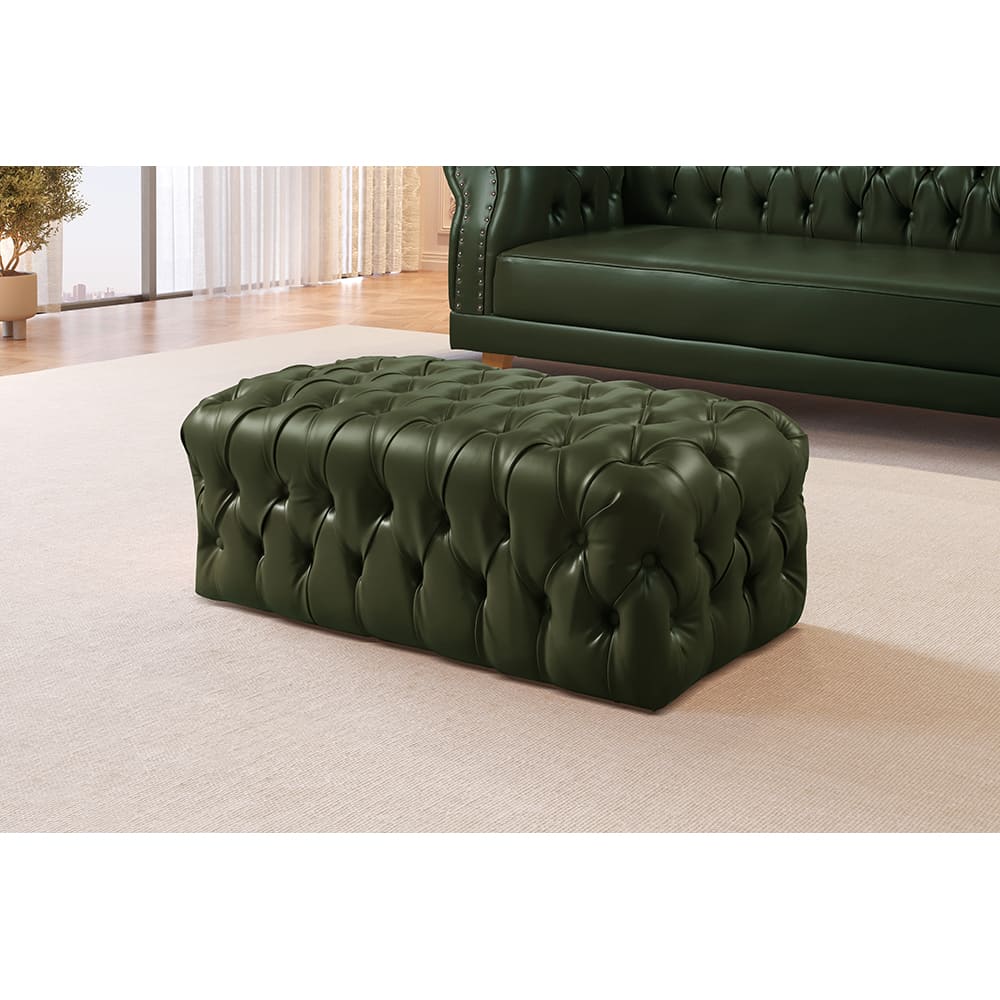 Puff Duque Chesterfield - Couro Ecológico Verde