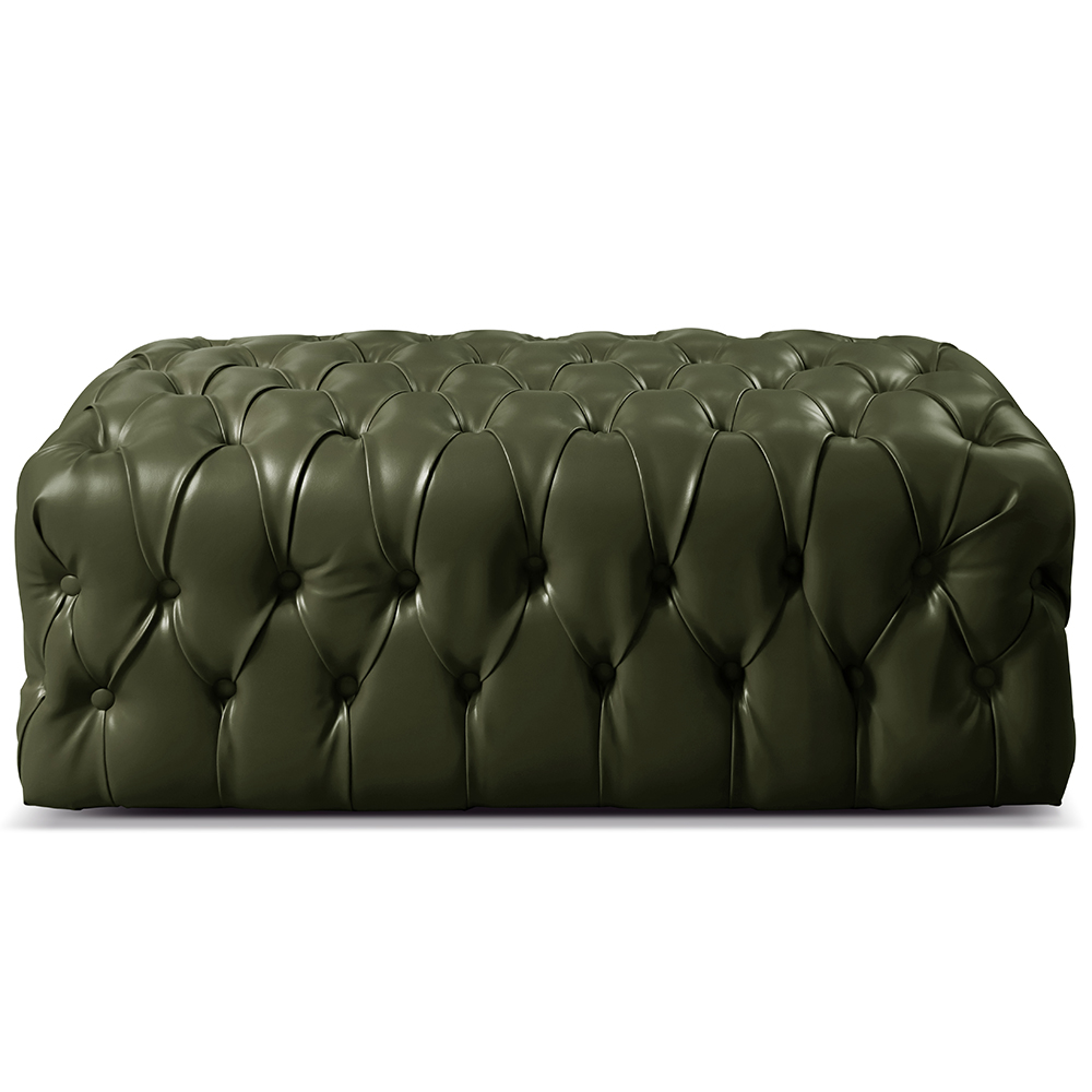 Puff Duque Chesterfield - Couro Ecológico Verde
