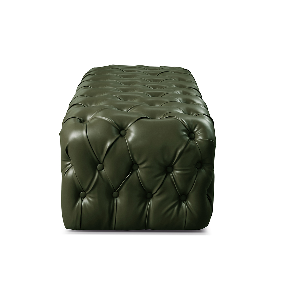 Puff Duque Chesterfield - Couro Ecológico Verde