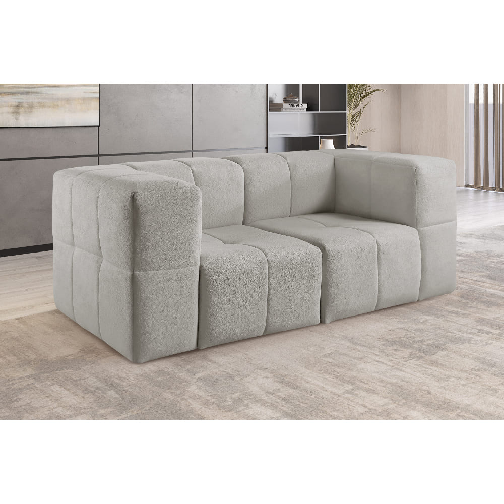 Sofá Box 2 Lugares - Bouclé Cinza