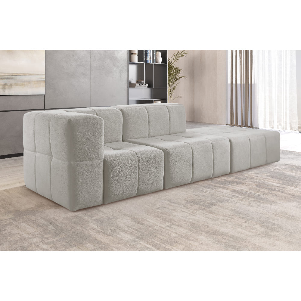 Sofá Box 3 Lugares - Bouclé Cinza