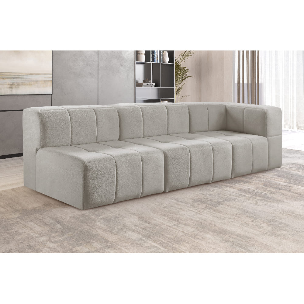 Sofá Box 3 Lugares - Bouclé Cinza