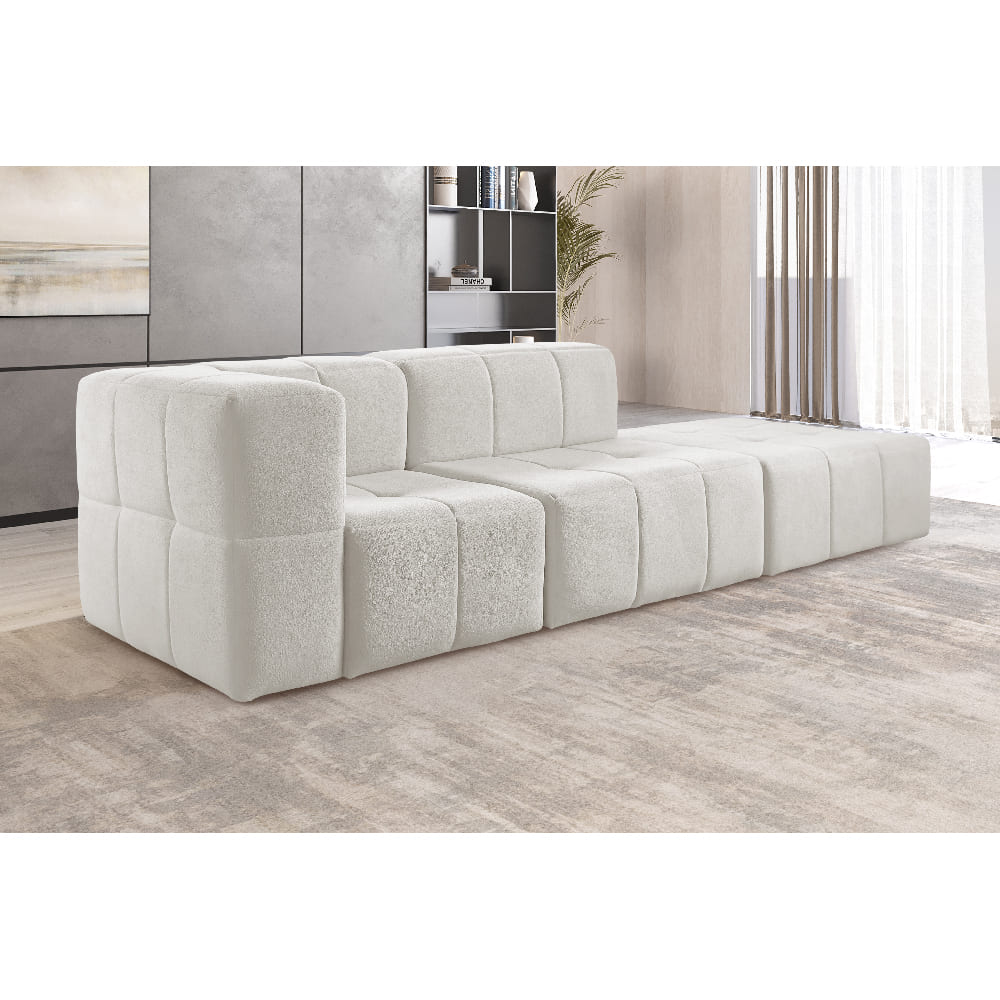 Sofá Box 3 Lugares - Bouclé Nude