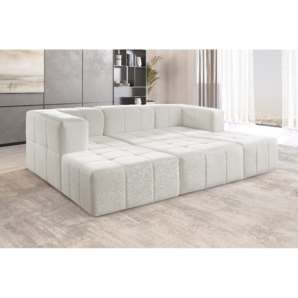Sofá Box 3 Lugares - Bouclé Nude