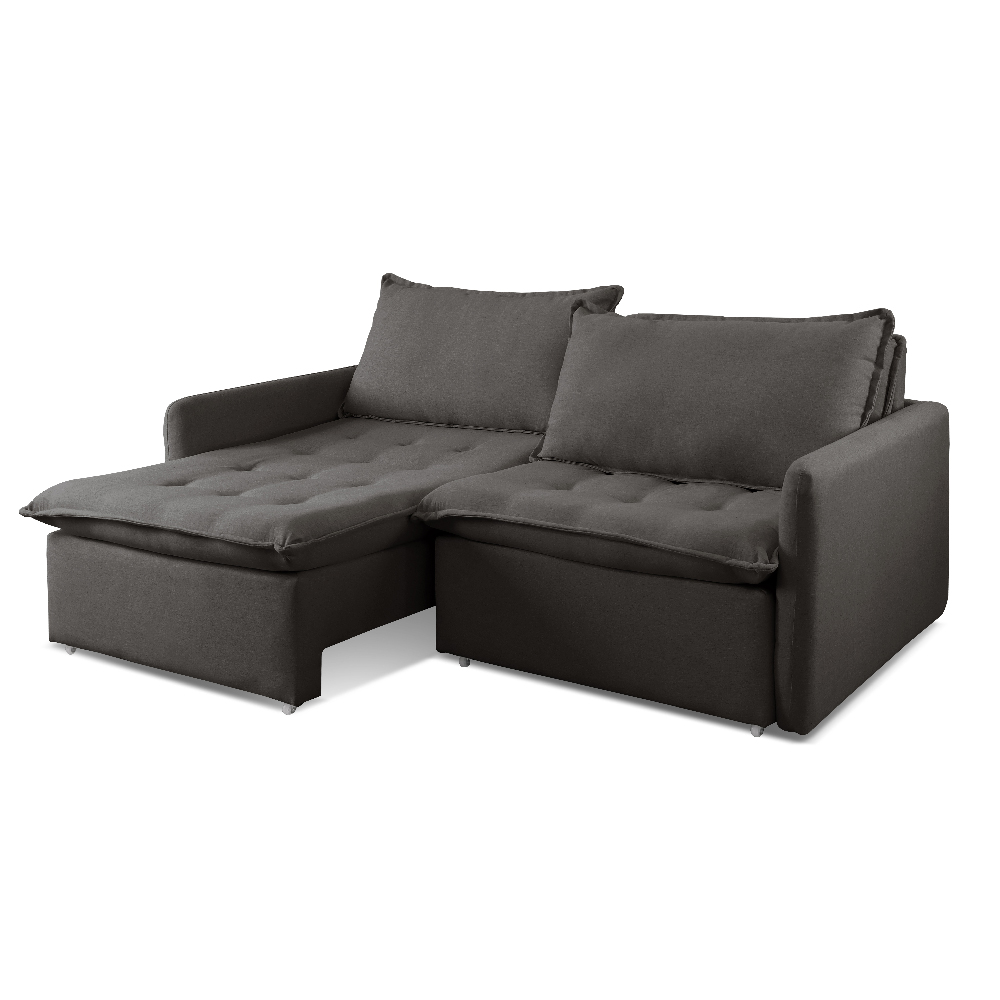 Sofá Cama Retrátil Califórnia 200 cm Linho Preto