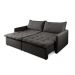 Sofá Cama Retrátil Califórnia 200 cm Linho Preto
