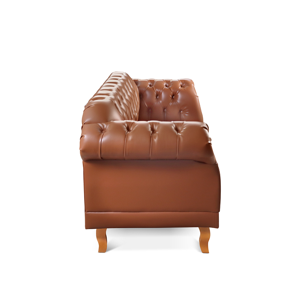 Sofá Chesterfield 2 Lugares Duque - Couro Ecológico Caramelo