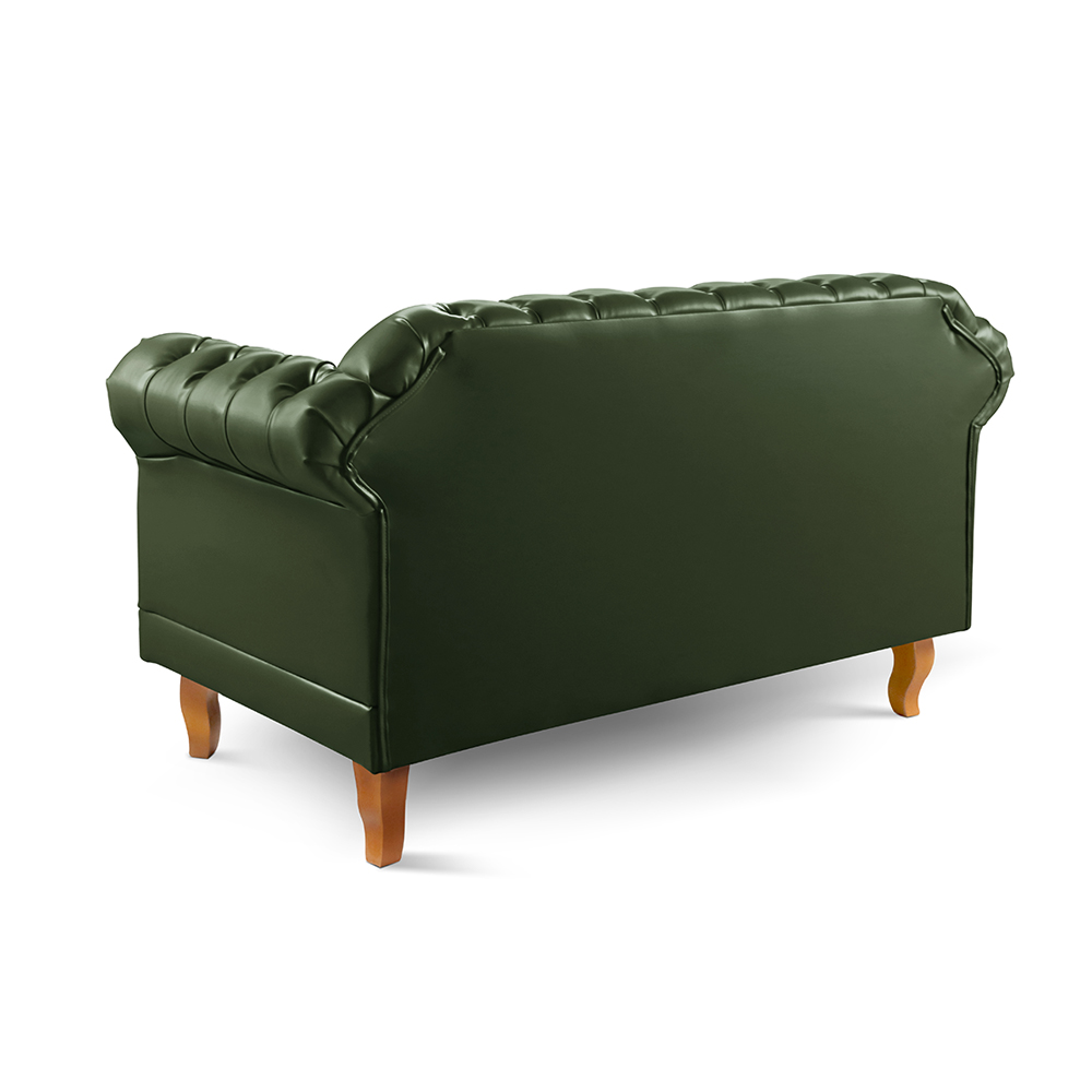 Sofá Chesterfield 3 Lugares E 2 Lugares - Couro Ecológico Verde Militar