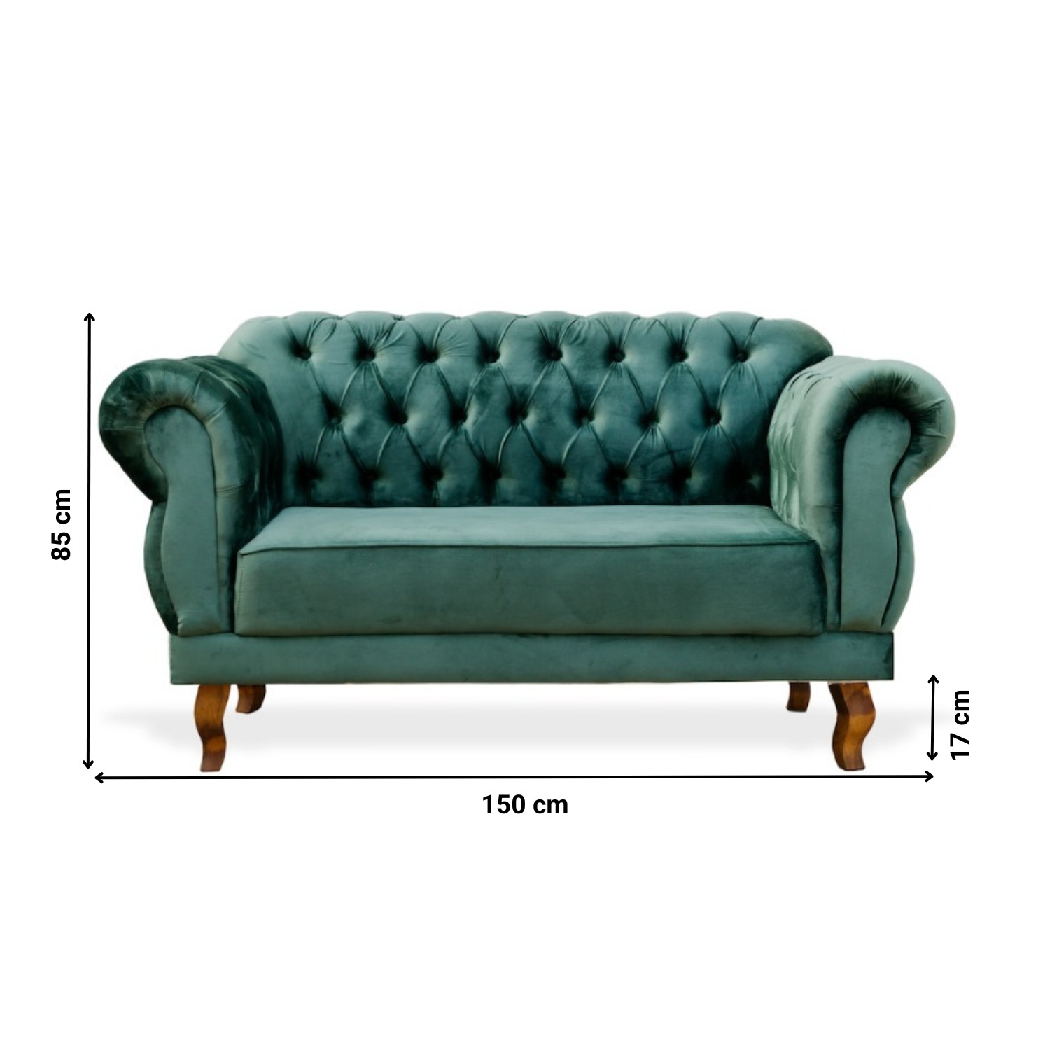 Sofá Dois Lugares Chesterfield Elizabeth - Veludo Verde