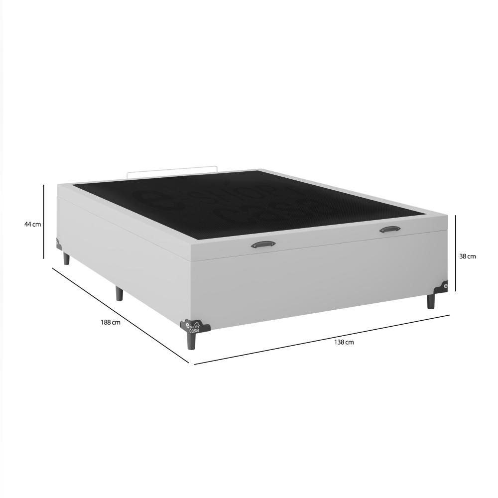 Baú Box Casal - 44x138x188cm - Couro Branco